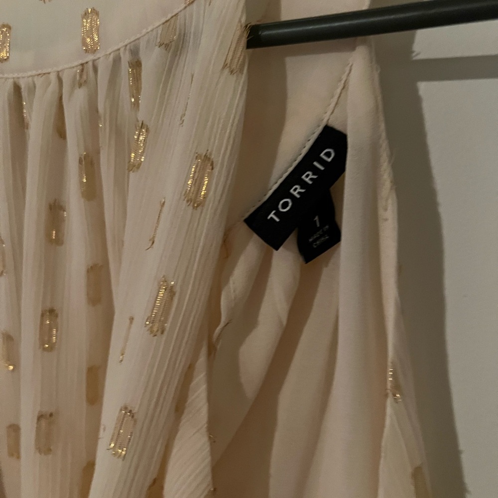 Torrid Ivory Blouse with Gold Detailing